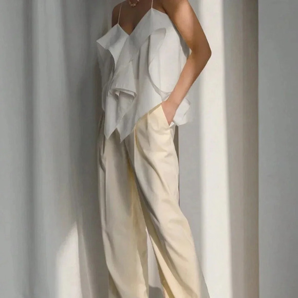 White Casual Women's Ruffle Trim Cami Top - Picture 5 of 8